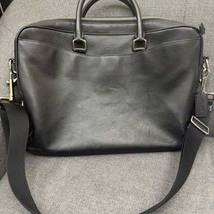 Black Leather Coach Laptop Shoulder Bag